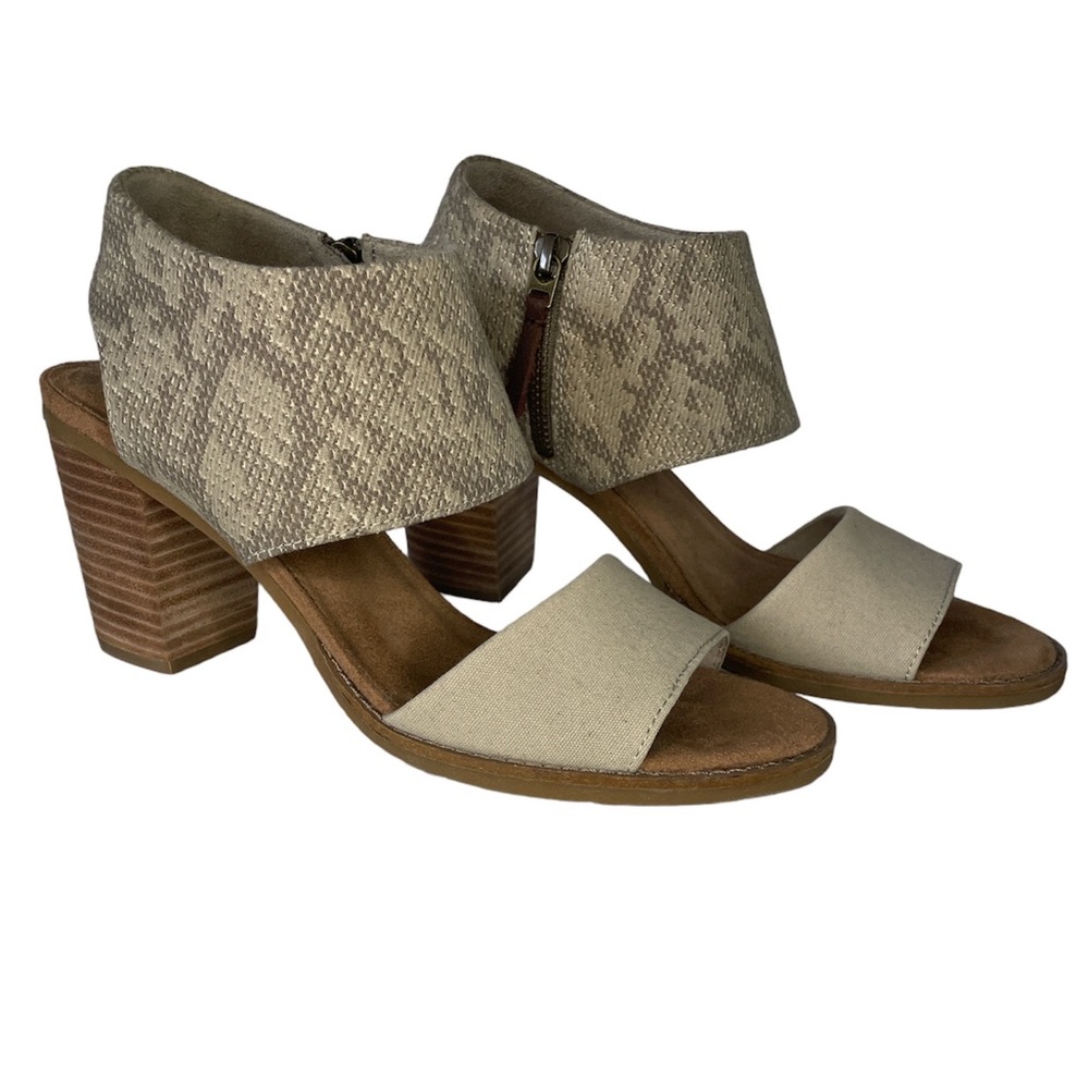 Toms Majorca Cutout Block Heel Sandal - Beige / Snakeskin 8.5